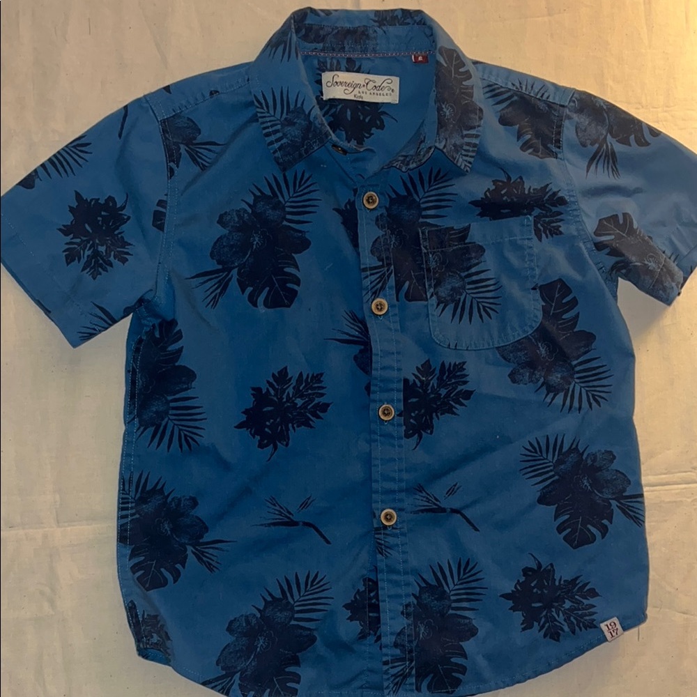 Sovereign Code Blue Short-Sleeve Floral Button-Down Shirt